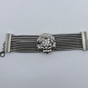 Vintage Premier Designs “Girl Power” Snake Chain and Crystal Flower Bracelet